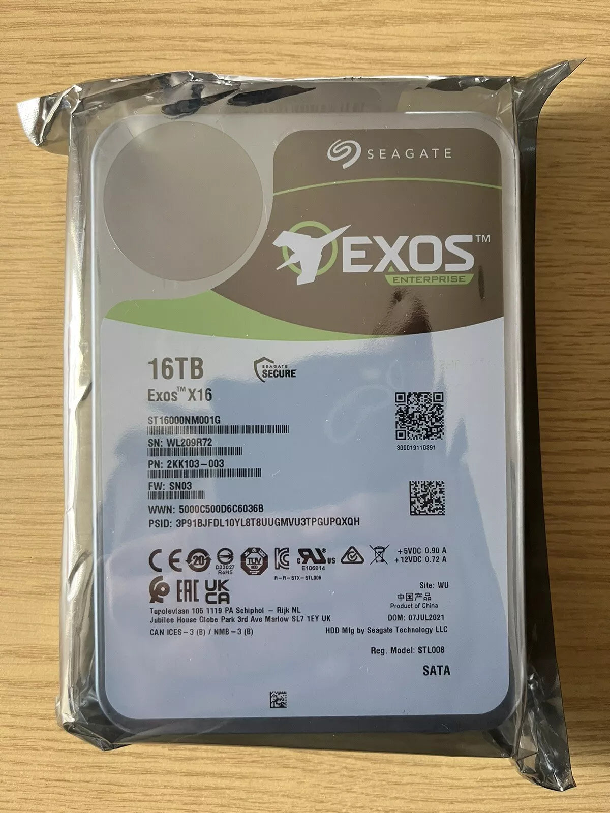 Seagate EXOS X16 ST16000NM001G 16TB 256MB 7200rpm 3.5" SATA 6Gb/s Enterprise HDD