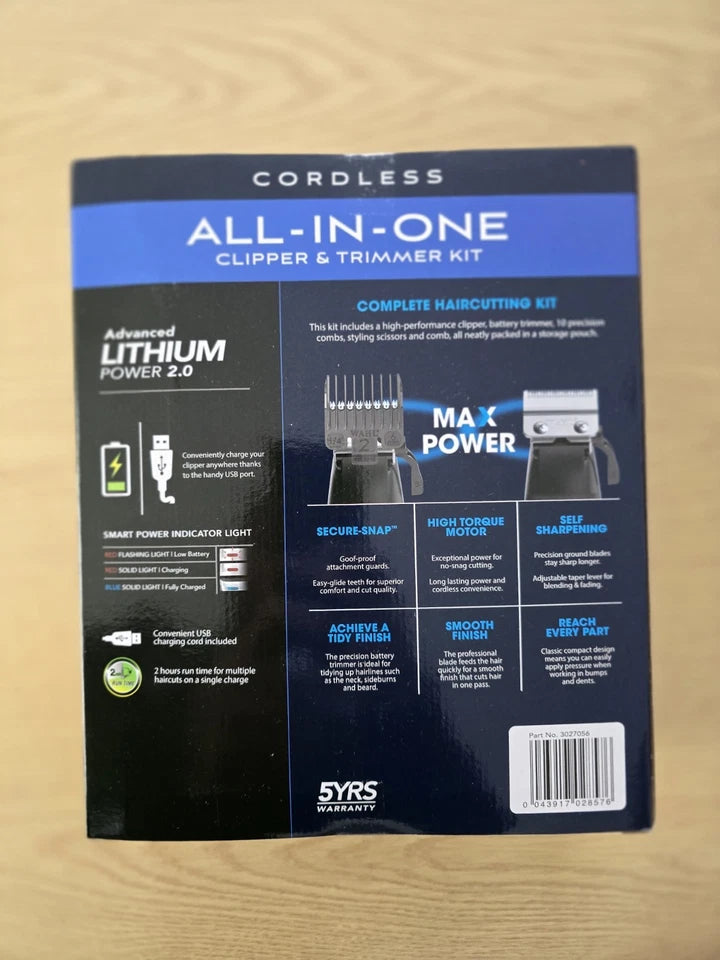 Wahl Deluxe Cordless Hair Clipper Trimmer Kit - Complete Grooming Set-Brand New
