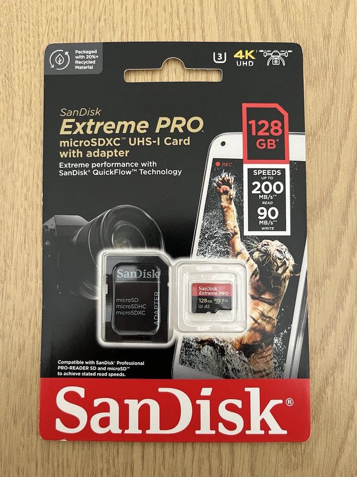 SanDisk Extreme PRO 128GB Class 10 UHS-I microSDXC Memory Card -Brand New Sealed