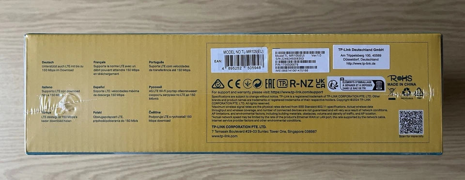 TP-Link TL-MR105 Wireless N 4G Router Nano Sim Unlocked 300Mbps Cat4 LTE Network