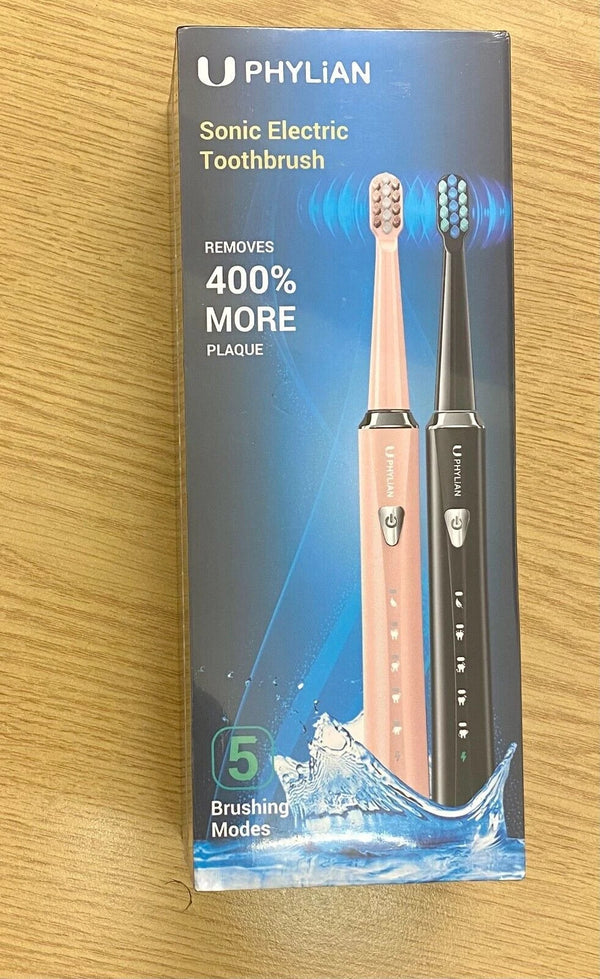 Electric Toothbrush Sonic Rechargeable 5 Modes Kids Adults Brush 4 Heads USB