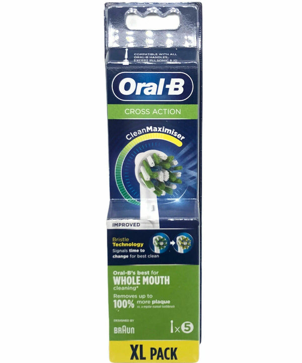 Oral-B CrossAction Power Toothbrush Heads, Precisely Angled Bristles XL Pack 5