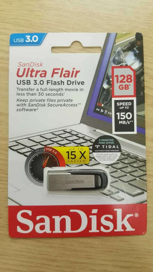 SANDISK Ultra Flair USB 3.0 Memory Stick - 128 GB, Silver