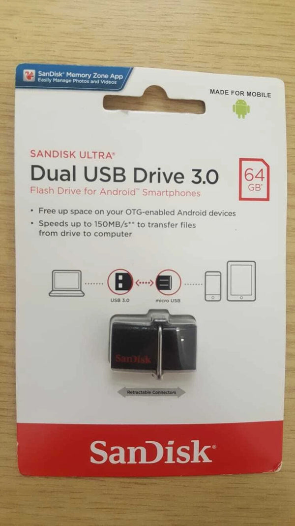 Sandisk Dual-USB Drive 3.0 -64GB