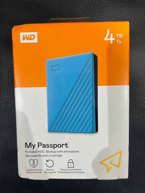 Wd 4Tb My Passport Usb 3.0 Blue Ext Hdd -Brand New Sealed Box
