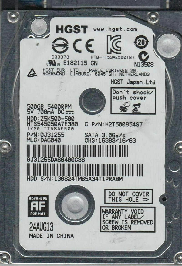500GB Hitachi 2.5" HGST Travelstar Sata 3.0 Gbps Hard Drive HTS545050A7E380 PS3.
