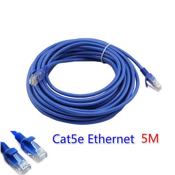 5m LONG ETHERNET CABLE CAT5e RJ45 Network/LAN/Internet Blue Lead Wire UK SELLER