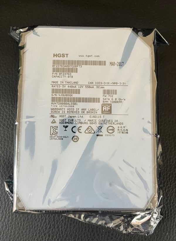 HGST 8TB 7200RPM SATA 3.5" HDD HUH728080ALE601 - Brand New