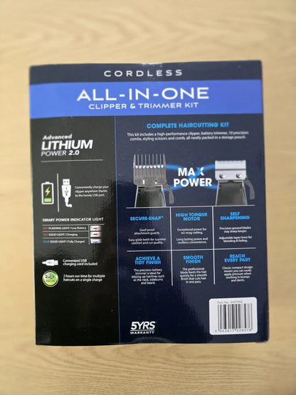 Wahl Deluxe Cordless Hair Clipper Trimmer Kit - Complete Grooming Set-Brand New