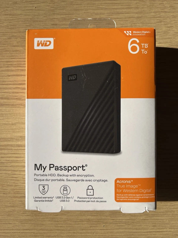 WD 6TB My Passport WDBR9S0060BBK-WESN external hard drive -Brand New Sealed
