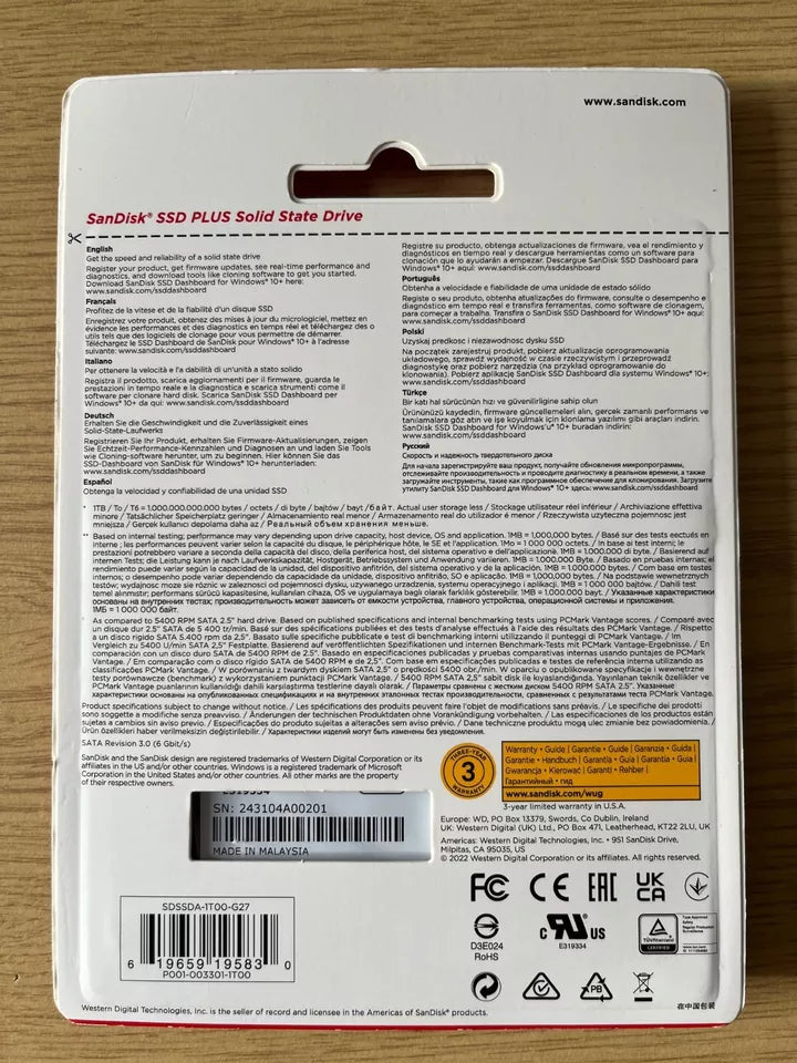 SanDisk 1TB PLUS Internal SSD up to 535 MB/s SATA 2.5" SATA Brand New Sealed
