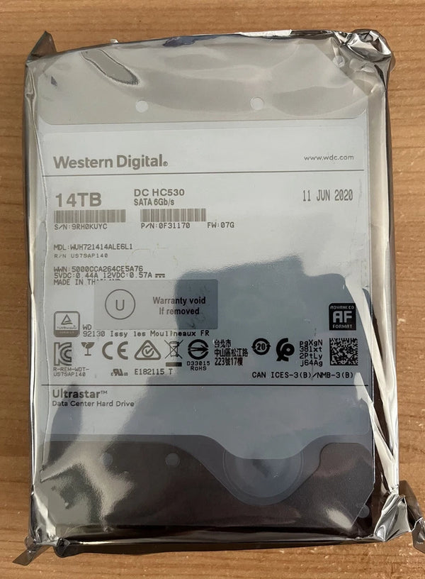 Western Digital 14TB Ultrastar DC HC530 SATA 3.5" HDD -Low Used-Good Health